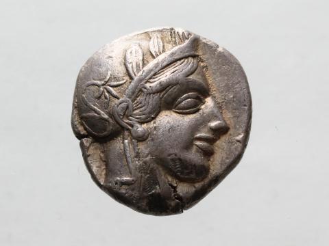 Image for BSH4: Silver tetradrachm of Athens, c. 450–425 BC.  Kraay and Moorey 1981, no.7. [Obverse]