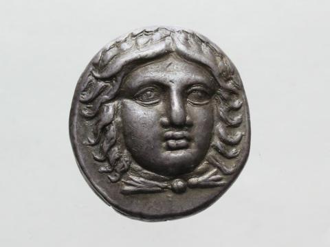 Image for Clone of T1: Silver tetradrachm in the name of Maussollos, satrap of Caria (377-353 BC).