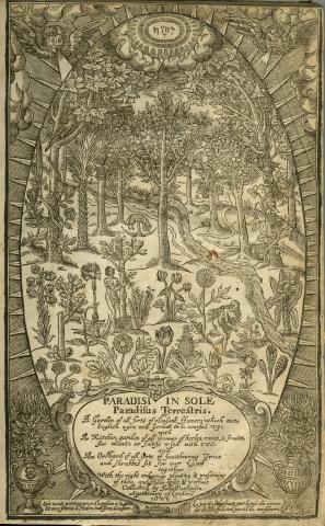Image for Title page of John Parkinson (1629) Paradisi in sole paradisus terrestris, or, A garden of all sorts of pleasant flowers which our English ayre will permitt to be noursed vp: with a kitchen garden of all manner of herbes, rootes, & fruites, for meate or s