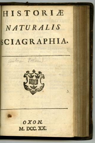 Image for Title page of Historiae Naturalis Sciagraphia (1720), traditionally attributed to the Jacob Bobart the Younger.