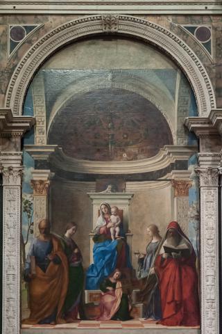 Image for Giovanni Bellini, Madonna with Four Saints (Close-up)