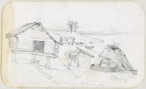 Image for Drawing of a Saami settlement on Lake Hammasjarvi