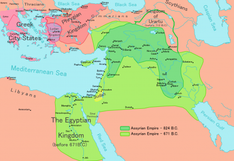 Image for Map of Assyrian Empire (824 BC and 671 BC)