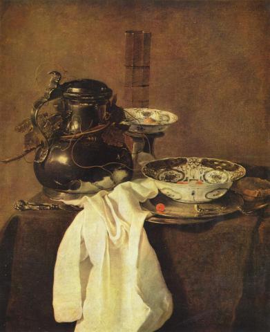 Image for Jan Treck, Still Life with a Pewter Jug and Two Porcelain Plates (1649)