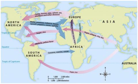 Image for Map of goods and disease moved in the Columbian Exchange