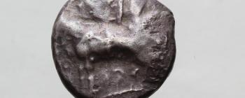Image for BSH9: Silver stater of King Onasi-, Paphos (Cyprus), probably c. 450-420 BC.  Kraay and Moorey 1981, no.60. [Obverse]