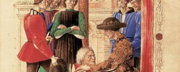 Image for Jacopo Antonio Marcello presents the manuscript to Rene d'Anjou